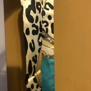 Leopard Print and Chain Pattern Satin Bandeau